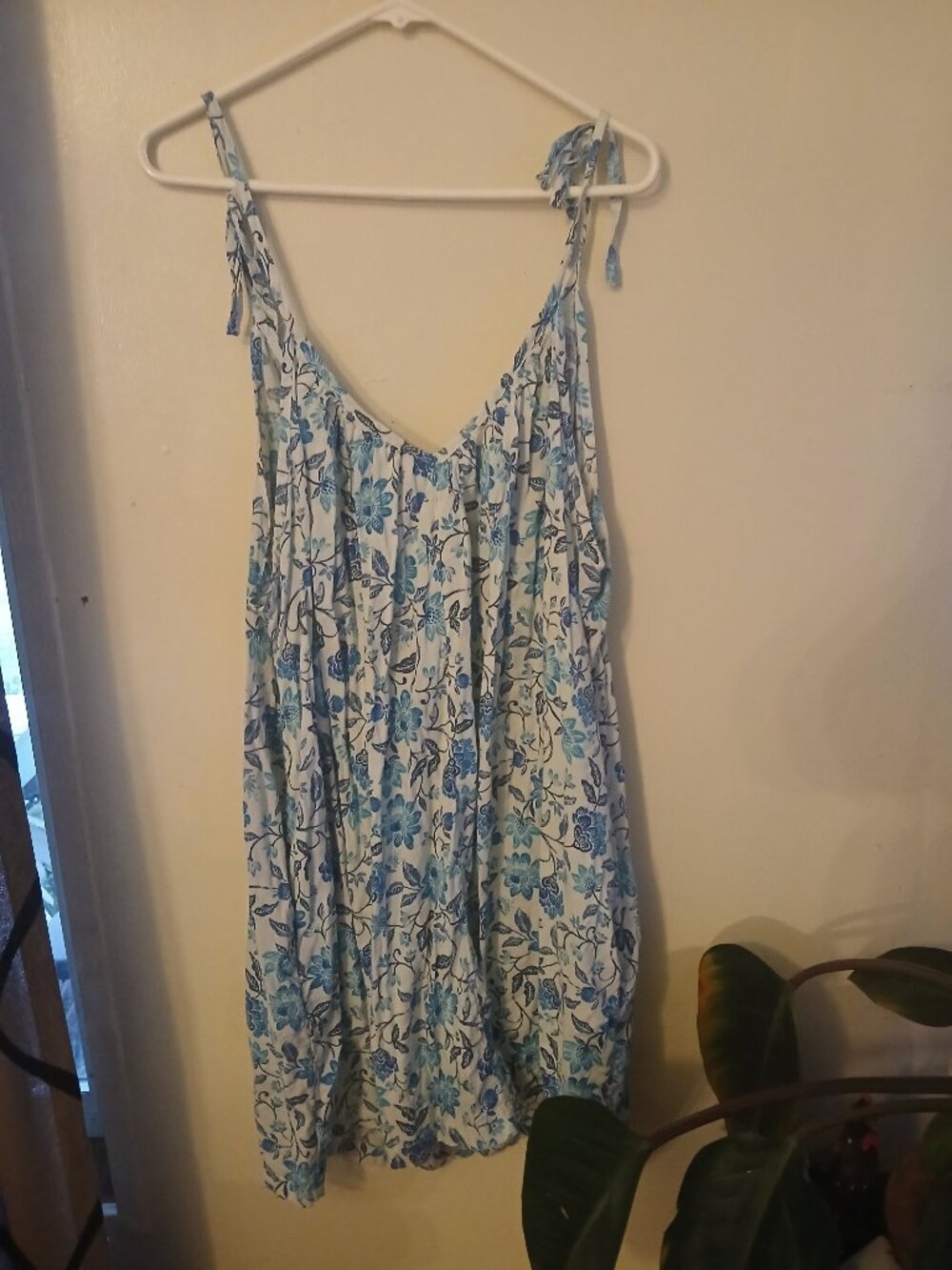 No brand women's blue and white floral print flower midi dress Size 3X
